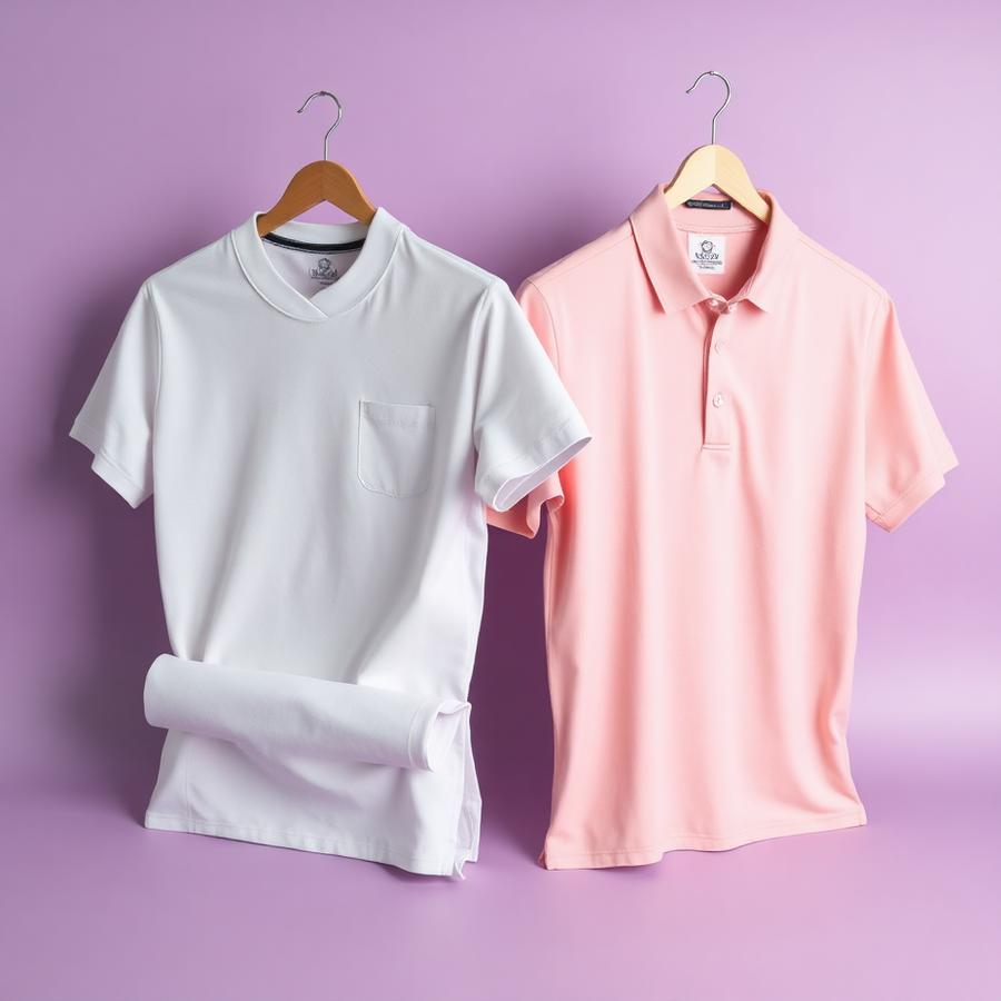 Camiseta e camisa polo personalizadas em cabides