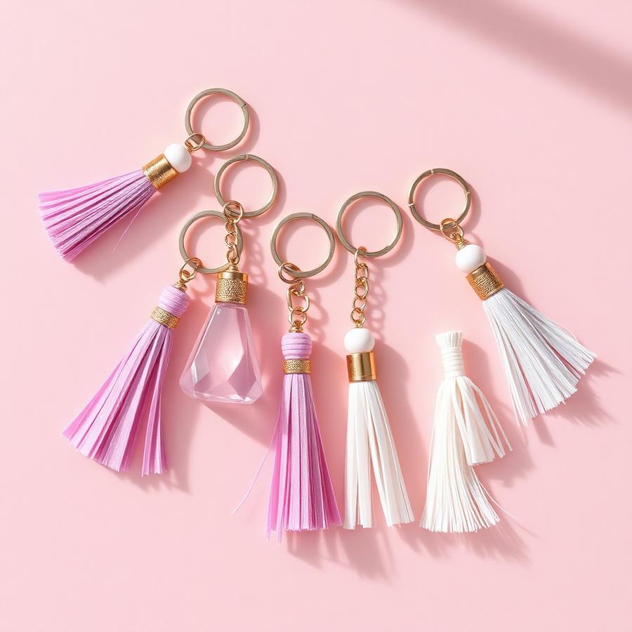 Chaveiros personalizados em acrílico e resina com tassel