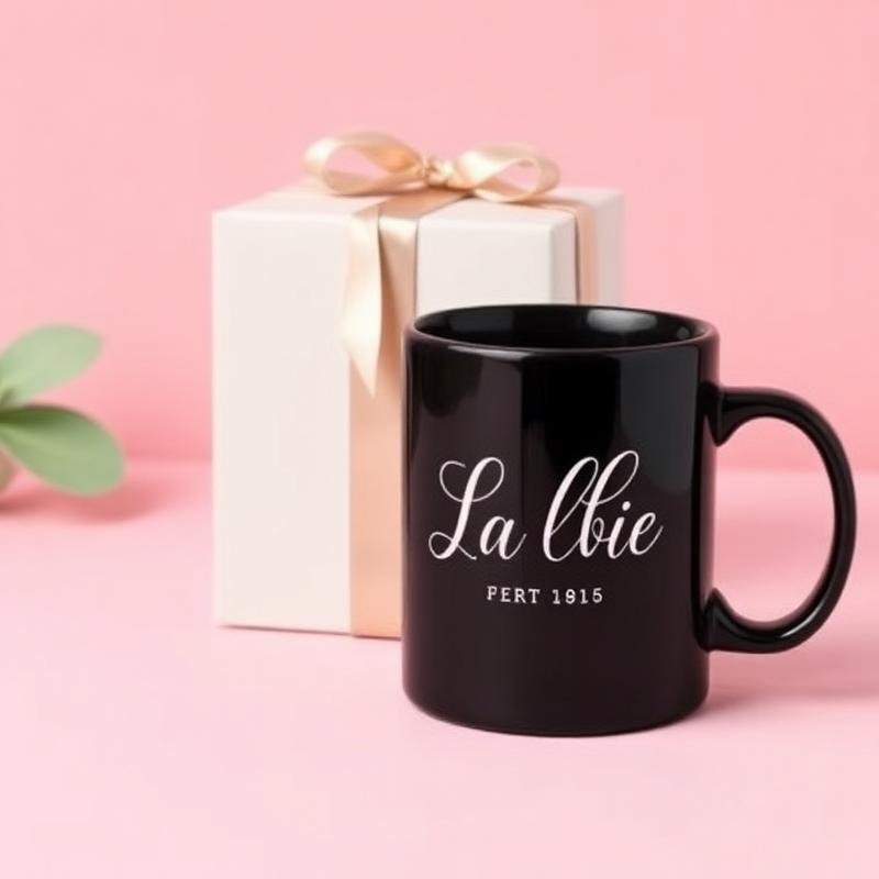 Caneca preta personalizada com caixa de presente